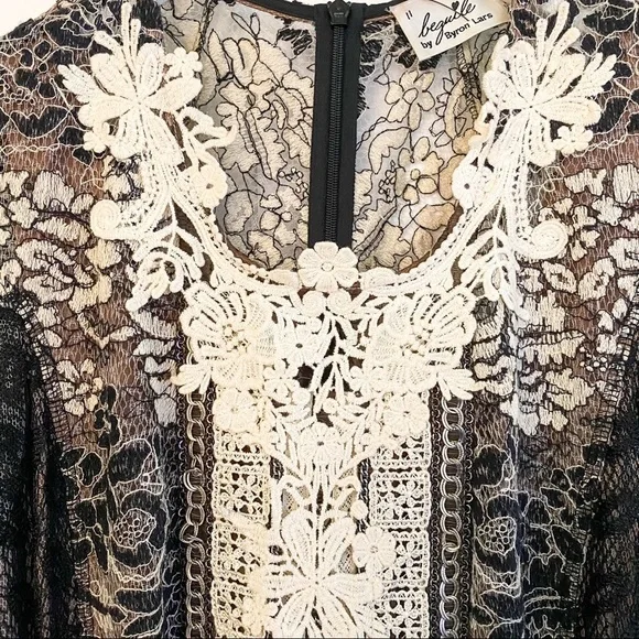 Beguile by Byron Lars Melange Lace Pencil Dress in Black and Ivory - Picture 9 of 12